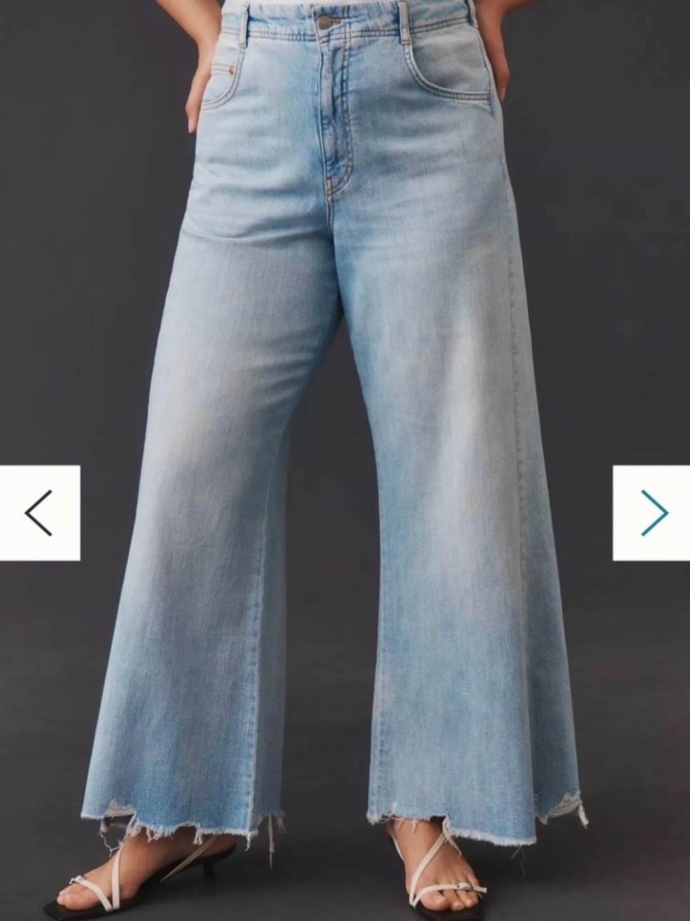 Pilcro Adi, Light Wash Wide-Leg Slight Flare Raw Hem Jeans with Side Panels 30T